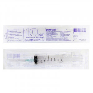 ПАСКАЛЬ ШПРИЦ 3-Х КОМП. 10МЛ. С ИГЛОЙ 21G 0,8Х40ММ. №100 [PASCAL]